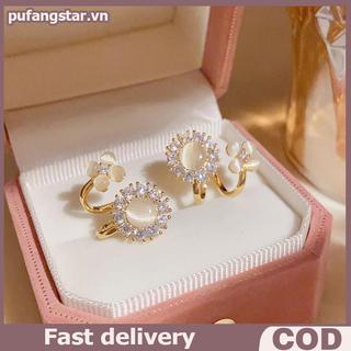 Pufangstar Bông Tai Pha Lê Mèo Mắt Đá Zircon Hoa, Dành Cho Nữ, Thích Hợp Dự Tiệc