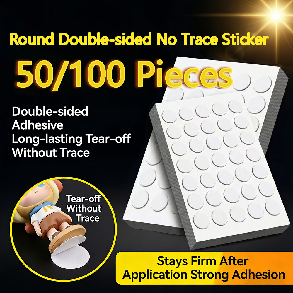 Trong Suốt Hai Mặt Băng 50 / 100 Miếng Dán Tròn Không Dấu Vết Miếng Dán Chống Thấm Nước DIY Văn Phòng Phẩm Trang Trí Lễ Hội Nhà