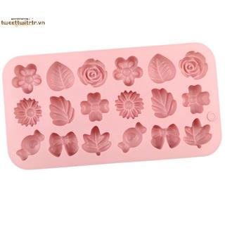 TRTR 18Holes 3D Khuôn Silicon Hoa Cúc Thiết Kế Hoa Tulip Thạch Đá Pudding Xà Phòng Fondant Chocolate Trang Trí Bánh Dụng Cụ Nướng Lá VN