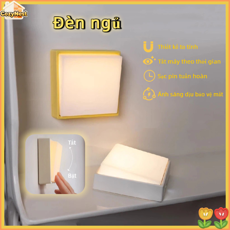 Đèn Ngủ Công Tắc Bập Bênh -  Từ Tính, Hẹn Giờ Tắt, Sạc USB, Ánh Sáng Dịu Nhẹ Bảo Vệ Mắt