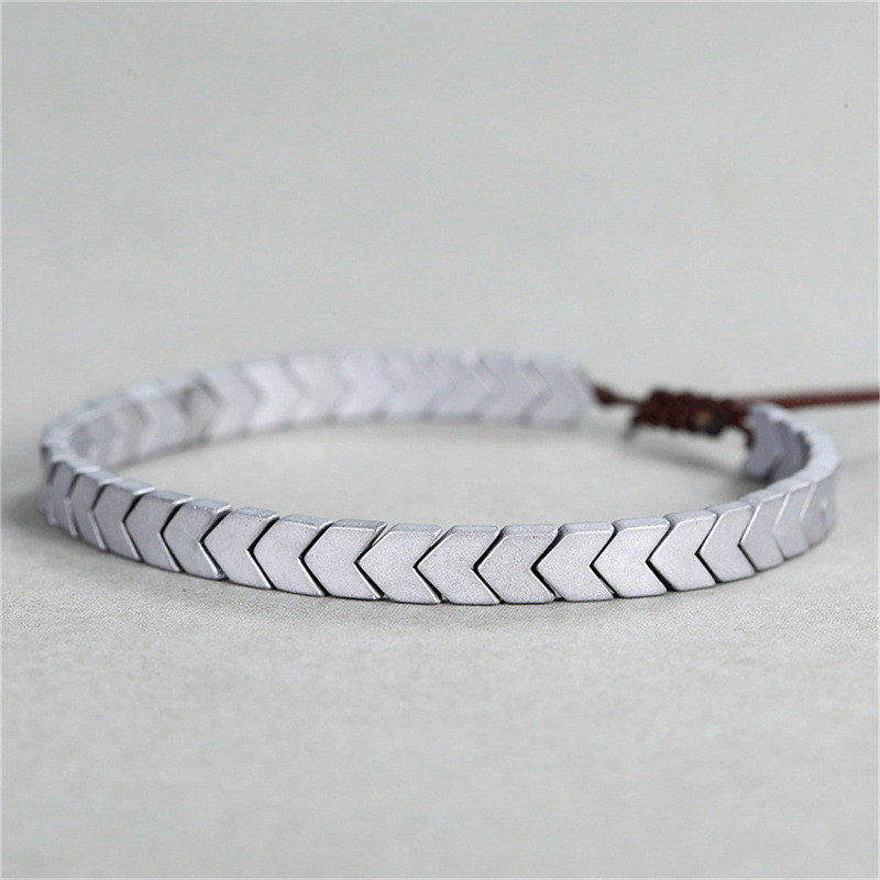 Retro Ba Màu Gallstone Mũi Tên Punk Handmade Đen Gallstone Vòng Tay Nữ