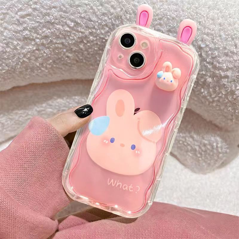 Ốp Lưng Cho Motorola Moto G84 G14 G15 G24 G34 G35 G54 G52 G53 E13 G22 G60 G30 G05 E22 3D Thỏ Dễ Thương Gấu Ếch Tai Búp Bê Hoạt Hình Mềm Sóng Bên Vỏ Silicon
