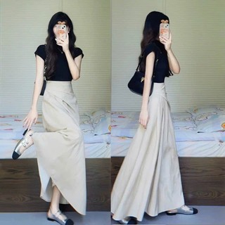 Set Áo Zip Đen Mix Chân Váy Đũi Xoắn Eo Dáng Dài Hàng 2 Lớp Siêu Xinh, Set Đồ Bộ