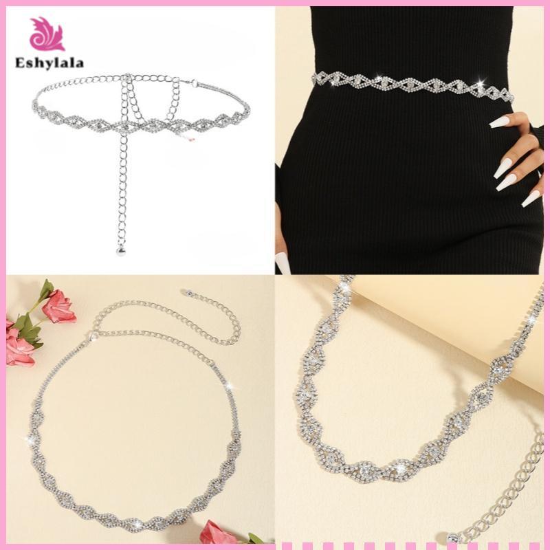 Thắt lưng kim cương bạc Eshylala - Đá pha lê lấp lánh, thiết kế thanh lịch, phù hợp điều chỉnh size