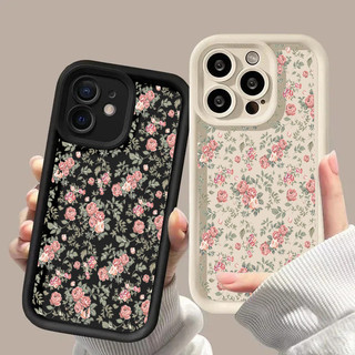 Ốp điện thoại hình lá hoa hồng toàn màn hình dễ thương cho Xiaomi Redmi 15C 15 Note 15 14 13 Plus Pro 5G 12 14 4G 10 11 Pro 12S 11S Vỏ điện thoại mềm họa tiết mờ silicon chống sốc