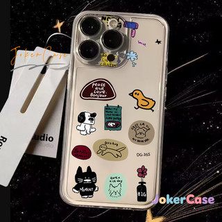 Ốp Lưng Cho IPhone 11 17 16 15 13 14 12 Pro Max 17AIR 15 7 8 Plus X XR Max Bìa mềm trong suốt thời trang Puppy Graffiti
