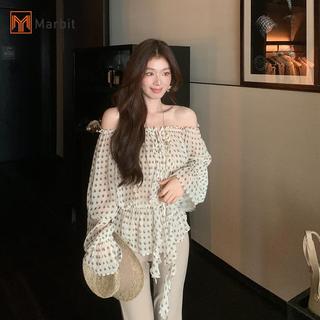 Áo sơ mi voan tay dài chấm bi phong cách Pháp, thiết kế đầu thu, thời trang và thanh lịch