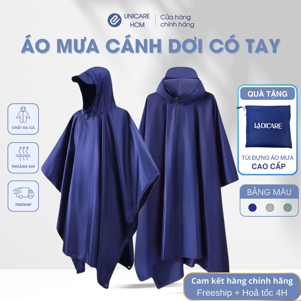 Áo Mưa Cánh Dơi Loại Tốt, Vải Da Cá Dày Dặn, Chống Thấm Nước Hiệu Quả, Phù Hợp Nam Nữ Đi Xe Máy