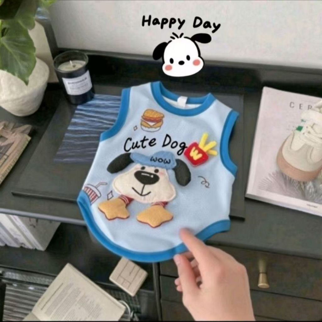 Áo Vest hoạt hình thú cưng thoáng khí mùa hè Bộ đồ chiến đấu Corgi lớn vừa