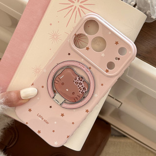 [Sheren] Ốp điện thoại mèo in họa tiết da báo màu hồng Thích hợp cho i17 16 15 14 13 12 11 pro max Vỏ bảo vệ chống sốc