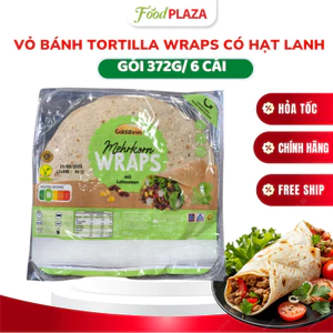 Vỏ Bánh Tortilla Wraps Hữu Cơ Nguyên Cám Hạt Lanh 372g (6 Miếng) – Vỏ Bánh Cuộn Wrap, Burritos, Pizza