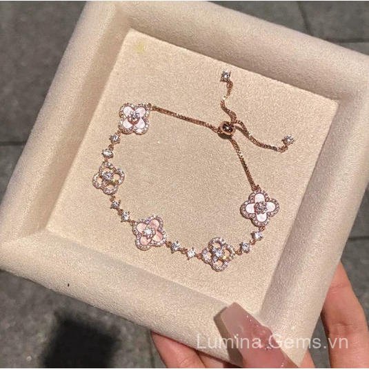 Đồng Set Vòng Tay và Vòng Cổ Phong Cách Hàn Quốc, Màu Hồng Mềm Mại, Họa Tiết Hoa Đẹp Mắt