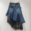 Váy Denim Thiết Kế Ren và Lụa, Thắt Lưng, Đuôi Cá