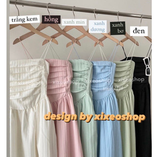 Váy 2 dây nữ cúp ngực xếp ly dáng dài, đầm maxi phong cách tiểu thư, Váy đầm dáng dài siêu xinh