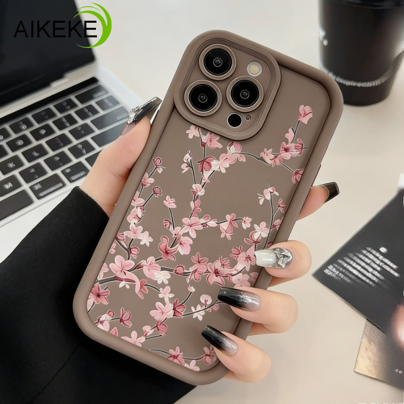 Ốp Điện Thoại Màu Trơn Hoa Đào Đơn Giản Cho iQOO Z10 Z9 Turbo Plus Z9X Z9 Lite Z8 Z7 Z7X Z7i Z6 Pro Z5 Z5X Z3 Z1 Pro 5G Vỏ Mùa Xuân Tươi Chống Rơi Ốp Lưng Mềm