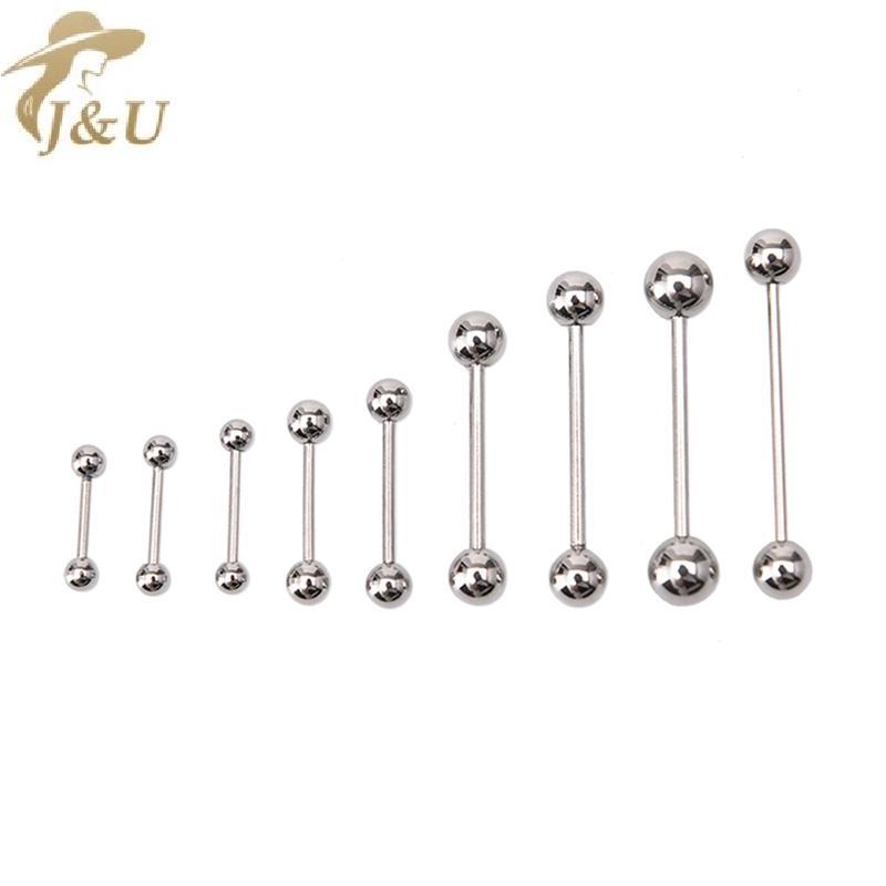 JU Bộ 10 Thép Không Gỉ Bóng Barbell cho Lưỡi Rốn và Núm Vú - Nhẫn Thanh Body Xuyên