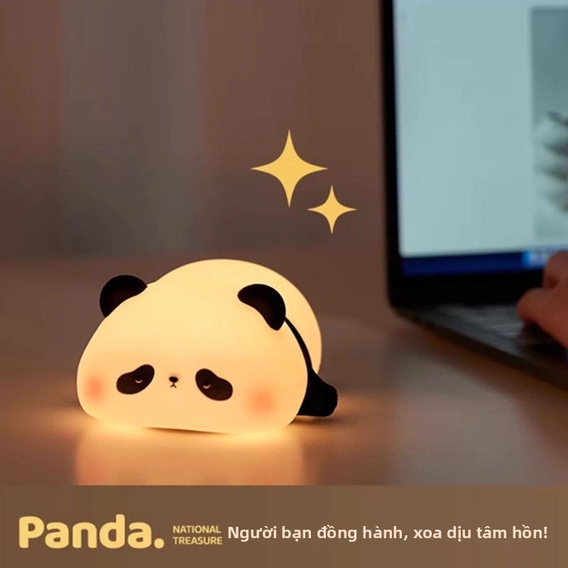 PANDA Đèn ngủ,PhĐiều chỉnh độ sáng,im hoạt hình dễ thương phòng nhỏ ánh sáng ban đêm,Sạc USB Tiện Lợi