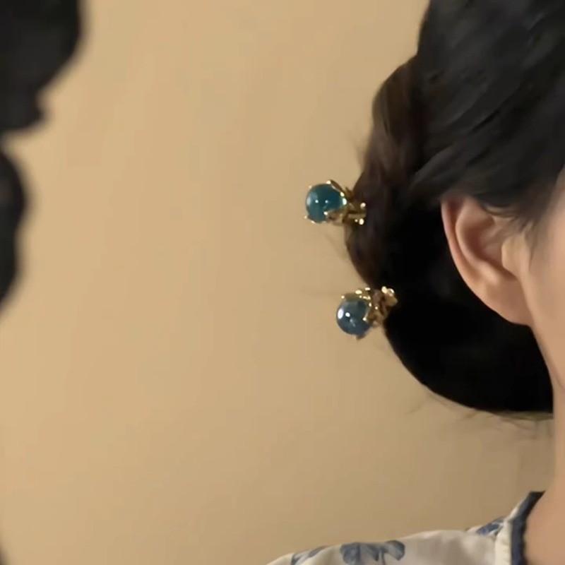 MAUROPOLI < MAUROPOLI} Cổ Xanh Pha Lê Bóng Niche Thiết Kế Kẹp Tóc Mới Phong Cách Trung Hoa Mũ Đội Đầu Đĩa Đẹp Phụ Kiện Tóc Nữ