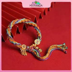 Vòng tay cầu nguyện dệt tay dành cho nữ, phù hợp yoga và mantra Phật giáo Tây Tạng - Phụ kiện trang sức nhỏ xinh làm quà tặng