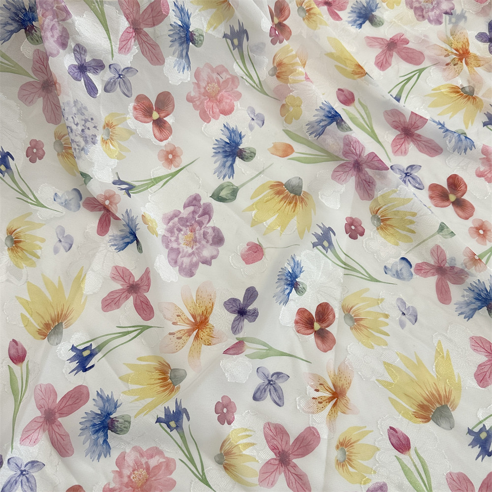 Nhiều Màu Sắc Hoa In Vải DIY Handmade Mùa Hè Nữ Váy Sườn Xám Quần Áo Vải Bán thấm Voan Thanh Lịch TJ23502