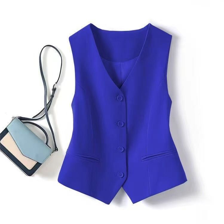 (8 Màu) Áo Vest Nữ Mùa Xuân Màu Đen Chắc Chắn Nữ Áo Blazer Chính Thức Không Tay
