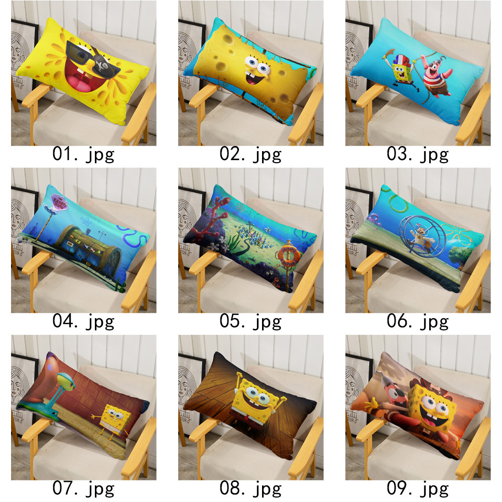 The SpongeBob Movie Search for SquarePants Vỏ gối Polyester hình chữ nhật một mặt, Máy giặt được, Thích hợp để trang trí phòng khách giường Sofa (Không bao gồm lõi)