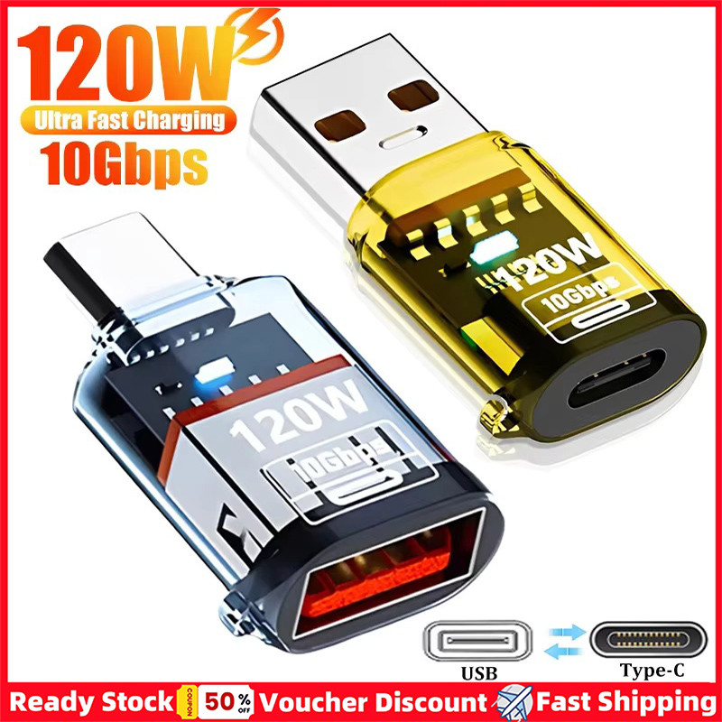 [Hàng có sẵn] Bộ chuyển đổi USB 3.2 sang Type C 120W Bộ chuyển đổi sạc truyền dữ liệu 10Gbps USB Nữ sang Type C Đầu nối nam cho IPhone 17 16 15