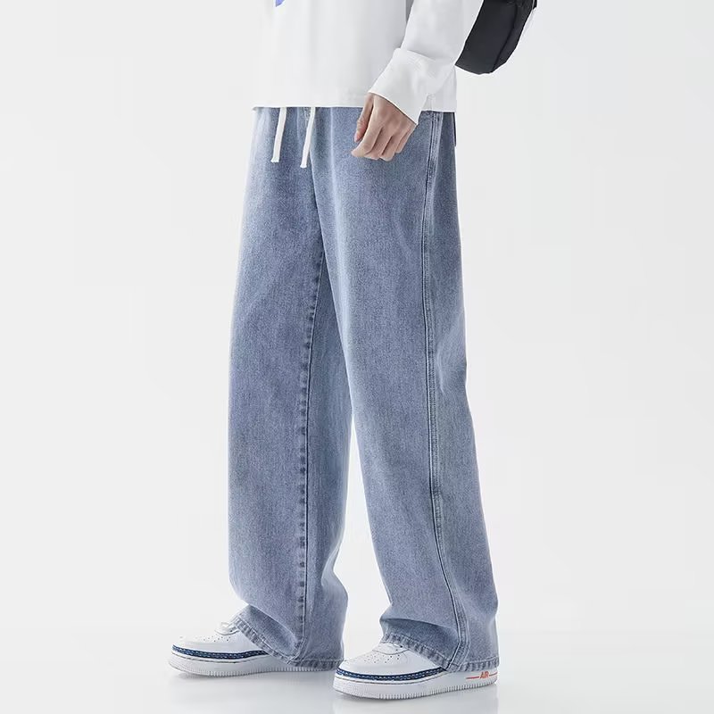Quần jean nam cạp cao thẳng cỡ lớn Quần Cotton co giãn