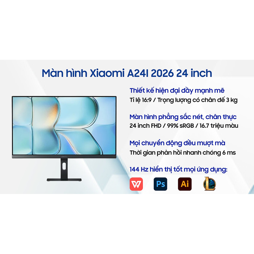 [HỎA TỐC HCM] Màn hình Xiaomi A24I 2026 24 inch FHD/IPS/144HZ ELA6416EU