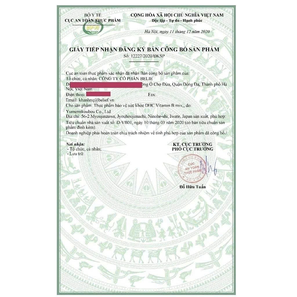 Thực phẩm bảo vệ sức khỏe DHC VITAMIN B MIX (120 viên) - Dạng viên hỗ trợ bổ sung vitamin nhóm B