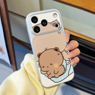 Ốp điện thoại hoạt hình Potty Time Happy Yier Bubu cho iPhone 17 / 16 / Pro Max / 15Plus / 14 / 13 / 12 / 11 / Kết cấu da phủ kim loại Vỏ bảo vệ chống sốc và chống rơi