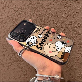 Ốp Lưng Chó Hoạt Hình Snoopy Dễ Thương Cho Samsung Galaxy S25 S24 S23 Ultra S24FE S25FE Vỏ Matte IMD Bạc Laser Cứng
