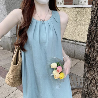 Đầm đi biển phong cách Pháp cho nữ, thiết kế mùa hè độc đáo, đầm tank không tay trẻ trung