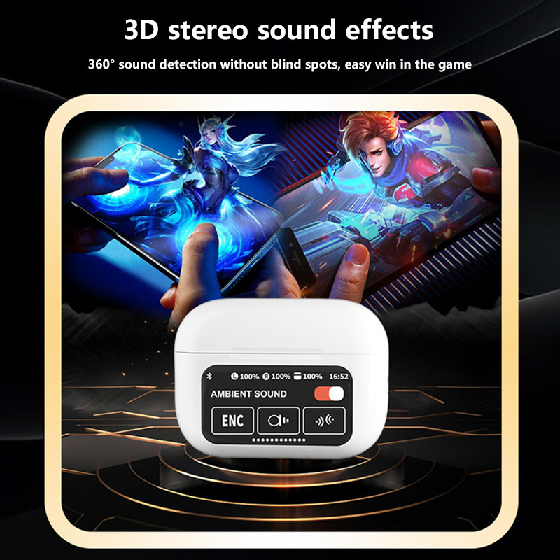 Tai nghe Bluetooth A9 Pro LCD Màn hình màu thông minh Không dây Giảm tiếng ồn chủ động Siêu dài Tuổi thọ pin Màn hình cảm ứng