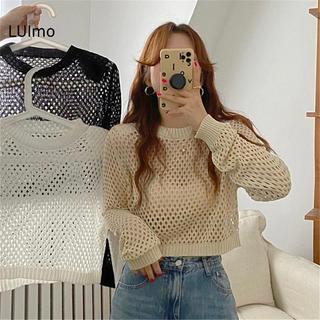 LUImo Áo Croptop Dệt Kim Chui Đầu Crew Neck Phong Cách Y2K, Thời Trang Hàng Ngày