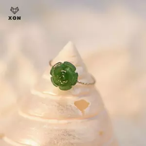 Nhẫn ngón tay thiết kế hoa hồng camelia màu xanh cho nữ - Quà tặng sang trọng và trang sức cưới