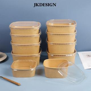 JKDESIGN 10 Cái / bộ Hộp Cơm Trưa, Dùng Một Lần Có Nắp Hộp Đựng, Giấy Kraft Thời Trang Chống Rò Rỉ Dung Tích Lớn Bento Hộp Cho Phụ Kiện Nhà Bếp
