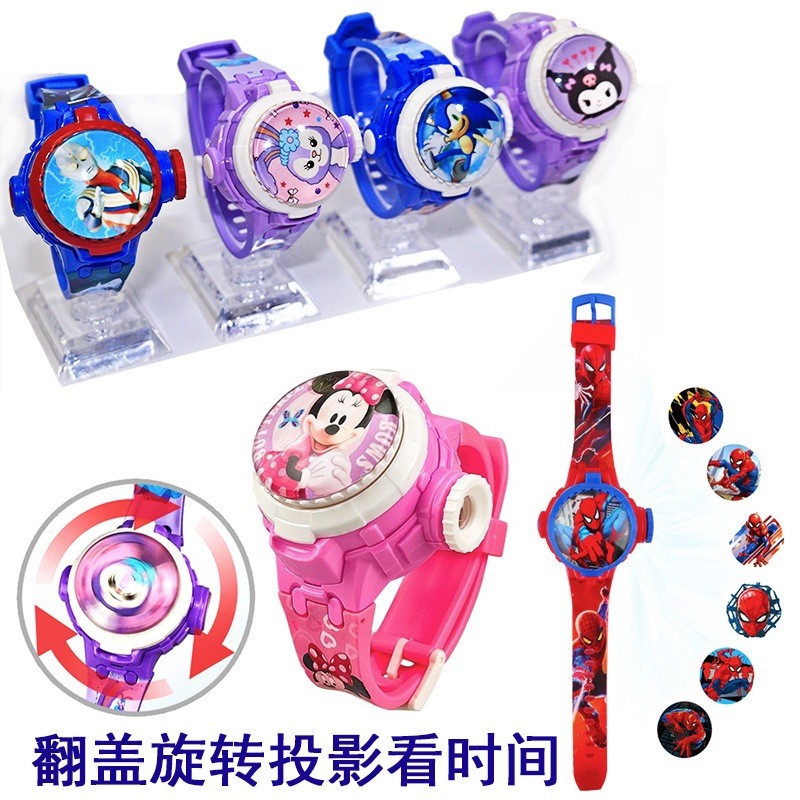 Trẻ Em Hoạt Hình Đa Năng Đồng Hồ Xoay Top Lật Đồng Hồ Điện Tử Đồ Chơi Trẻ Em Tặng Chiếu Đồng Hồ 0330