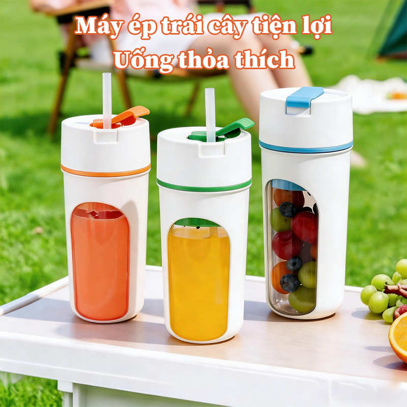 Máy Xay Sinh Tố Cầm Tay Mini 480ml - Máy Ép Trái Cây USB, Có Ống Hút, Dùng Du Lịch, Tiện Lợi