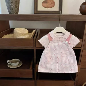 Katie thân yêu!Bé Gái Dễ Thương Áo Thun Màu Hồng Hoạt Hình Dây Đeo Váy Ngọt Ngào