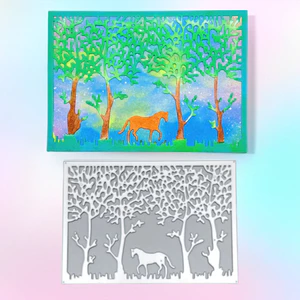 Rừng Ngựa Kim Loại Thép Carbon Cắt Khuôn Thêu Sò Dập Nổi Khắc Bản Mẫu DIY Album Ảnh Thiệp Chúc Mừng Cắt Chết Giấy Thủ Công Dụng Cụ