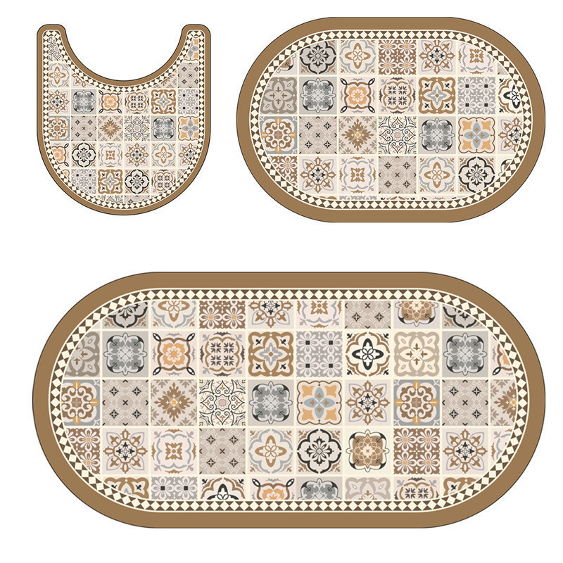 Bộ thảm phòng tắm đá diatom 3 món Chống Trơn Trượt Thảm Trải Sàn Cho Cửa Vệ Sinh Bồn Rửa Lối Vào Sử Dụng Tại Nhà Nệm bồn cầu Bathroom Mat Set | BigBuy360 - bigbuy360.vn