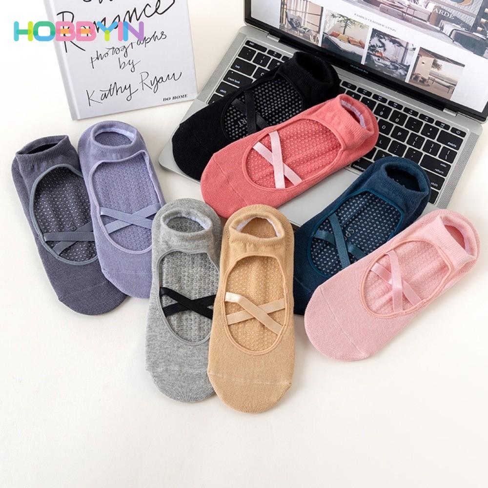 Tất Pilates Hobbyin Cotton Hút Mồ Hôi, Thoáng Khí và Chống Trơn Trượt dành Cho Nữ