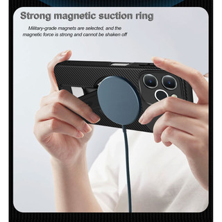 Dành Cho Realme Note 70 / 70T / Narzo 80 4G Ốp điện thoại Sợi Carbon Kết Cấu Từ Tính Cứng Có Chân Đế Mềm TPU Cạnh Chống Sốc Mỏng