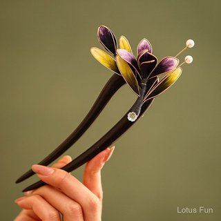 Kẹp Tóc Hoa Nhung Handmade Màu Tím, Phong Cách Cổ Điển Trung Quốc, Thích Hợp Với Hanfu