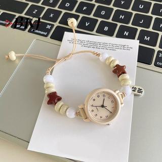 [KJ] Đồng hồ đeo tay thiết kế dệt dân tộc cổ điển thời trang dành cho nữ Cô gái Đồng hồ thạch anh dệt đính cườm dễ thương [Mới]
