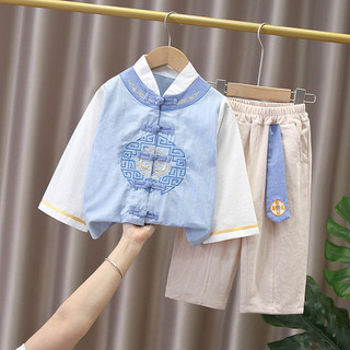 Năm Mới Tết Nguyên Đán Quần Áo Trẻ Em Quần Áo Bé Trai Hanfu Mùa Hè Mỏng Phong Cách Cổ Trang Phục Bộ Đồ Hai Mảnh Trẻ Em Trung Nhỏ Phong Cách Mới Phong Cách Cổ Trung Quốc Playboy Master Tang Phù Hợp Với Cảm Giác Cao Cấp 01