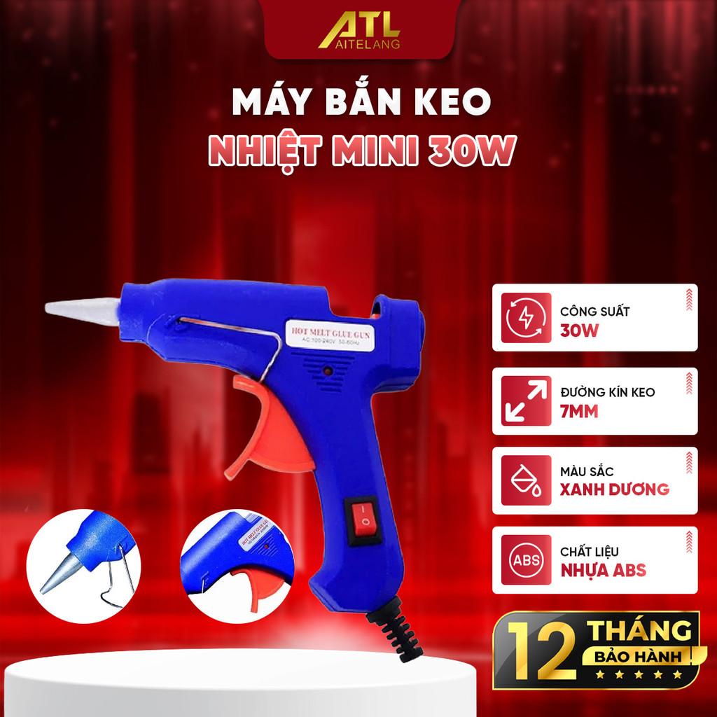 Máy bắn keo nhiệt mini 30W, súng bắn keo dùng keo 7mm, làm thủ công, trang trí,dán sửa chữa vật liệu
