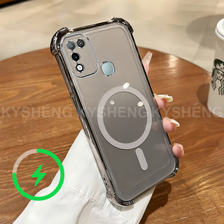 Thích hợp cho INFINIX HOT 9 10S 10 11 PLAY Vỏ điện thoại TPU sạc từ tính bốn góc chống rơi vỏ mềm trong suốt WBQ 000