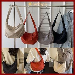 [Còn hàng] Túi đeo chéo EARTHLYCO, Túi đeo vai nhẹ bằng vải Canvas, Túi đựng bánh bao đơn giản màu trơn đa năng dành cho nữ